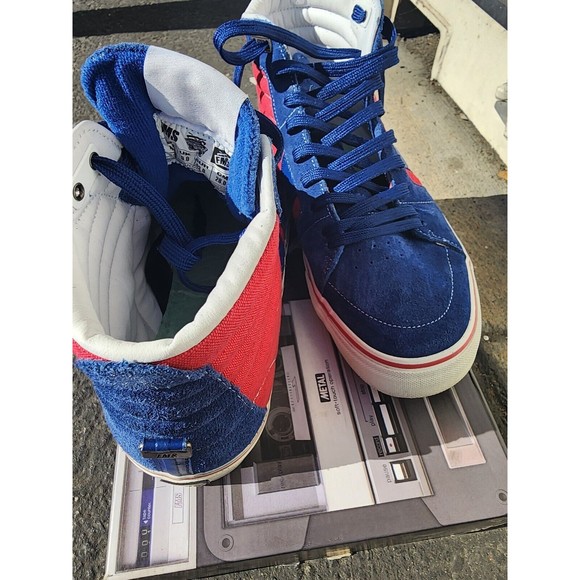 FMS O.G. High-Top Skate Shoes Dead Old Stock Retired Red Blue suede  No Insoles - Picture 5 of 7